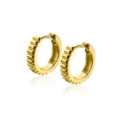 ZINZI zilveren luxe oorringen extra 14K geel verguld geribbeld 16mm ZIO2245