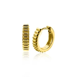 ZINZI zilveren luxe oorringen extra 14K geel verguld geribbeld 16mm ZIO2245