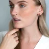 ZINZI zilveren multi-look oorstekers extra 14K geel verguld twee banen met witte zirconia's 15mm ZIO2254