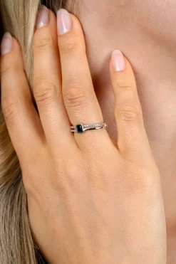 ZINZI zilveren multi-look ring met rechthoekige zwarte zirkonia en witte zirkonia's ZIR2626Z