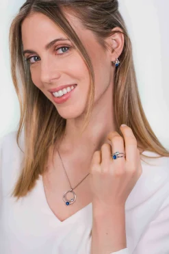 ZINZI zilveren multi-look ring blauw wit ZIR1963