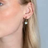 ZINZI zilveren oorbedels extra 14K geel verguld vierkant tweezijdig zwarte onyx en witte parelmoer 10mm ZICH2257G (zonder oorringen)