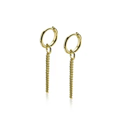 ZINZI zilveren oorbedels geel verguld gourmet ketting 30mm ZICH1694G (zonder oorringen)
