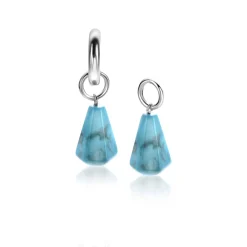 ZINZI zilveren oorbedels in kegelvorm met turquoise howliet edelstenen 8mm ZICH2256T (zonder oorringen)