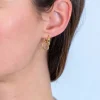 ZINZI zilveren oorbedels 14K geel verguld 12mm open harten ZICH2197G (zonder oorringen)