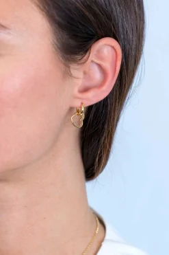 ZINZI zilveren oorbedels 14K geel verguld 12mm open harten ZICH2197G (zonder oorringen)