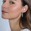 ZINZI zilveren oorbedels 21,5 mm staafje zirconia ZICH2142. (zonder oorringen).