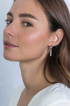 ZINZI zilveren oorbedels 21,5 mm staafje zirconia ZICH2142. (zonder oorringen).