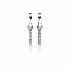 ZINZI zilveren oorbedels 21,5 mm staafje zirconia ZICH2142. (zonder oorringen).