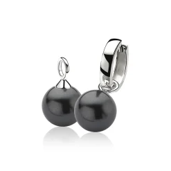 ZINZI zilveren oorbedels parel zwart 12mm ZICH305Z (zonder oorringen)