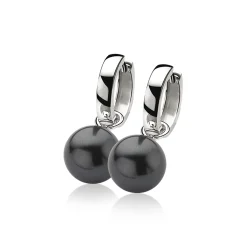ZINZI zilveren oorbedels parel zwart 12mm ZICH305Z (zonder oorringen)