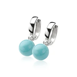 ZINZI zilveren oorbedels parel turquoise ZICH266T (zonder oorringen)