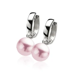 ZINZI zilveren oorbedels parel roze ZICH266R (zonder oorringen)