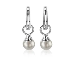 ZINZI zilveren oorbedels parels lichtgrijs 6mm ZICH1749LG (zonder oorringen)