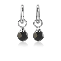 ZINZI zilveren oorbedels zwarte bead 6mm ZICH1749Z (zonder oorringen)