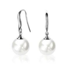 Zinzi zilveren oorhangers parel wit ZIO266