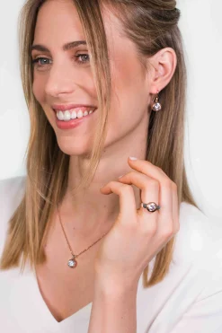 ZINZI zilveren oorhangers rosé verguld witte zirconia 11mm ZIO3