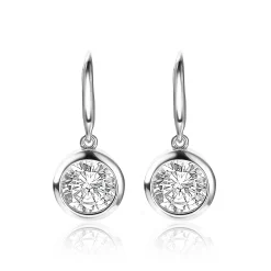 ZINZI zilveren oorhangers witte zirconia 11mm ZIO1