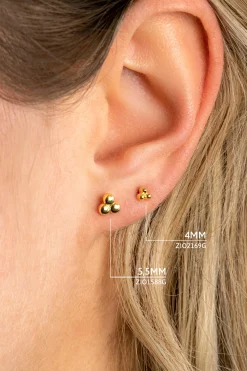 ZINZI zilveren oorknopjes 14K geel verguld 4mm 3 bolletjes ZIO2169G