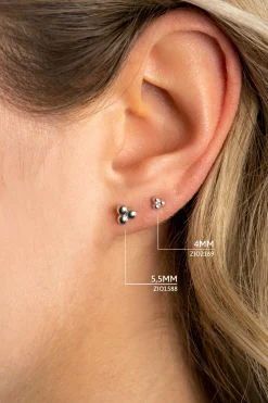 ZINZI zilveren oorknopjes 4mm 3 bolletjes ZIO2169