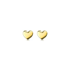 ZINZI zilveren oorknoppen geel verguld glad hart 6mm ZIO1378G