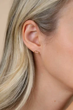 ZINZI zilveren oorknoppen 14K geelverguld open hart 8mm ZIO1630G