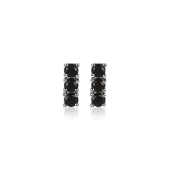 ZINZI zilveren oorknoppen 8mm staafje chaton gezet zwart ZIO2127Z