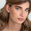 ZINZI zilveren oorknoppen 8mm staafje chaton gezet donkerblauw ZIO2127B