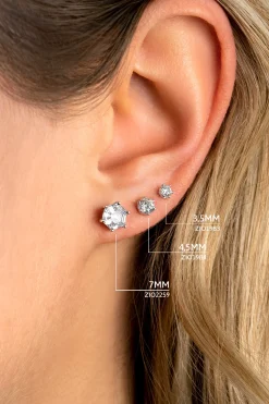 ZINZI zilveren oorknoppen 4,5mm zirconia wit chatonzetting ZIO1984
