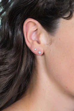 ZINZI zilveren oorknoppen 4,5mm zirconia wit chatonzetting ZIO1984