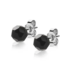 ZINZI zilveren oorknoppen 6mm zwarte bead ZIO1317Z