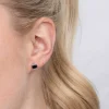 Zinzi zilveren oorknoppen rond zwart ZIO322Z