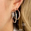ZINZI zilveren oorringen in trendy zeshoek 27 x 2mm ZIO2323
