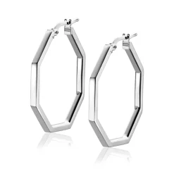 ZINZI zilveren oorringen in trendy zeshoek 27 x 2mm ZIO2323