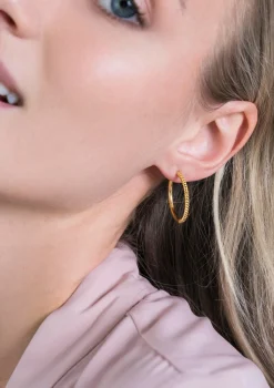 ZINZI zilveren oorringen 14K geelverguld gedraaid motief 25 x 2mm ZIO2129G