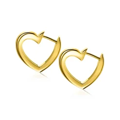 ZINZI zilveren oorringen 14K geel verguld 18mm open hartvorm ZIO2195G