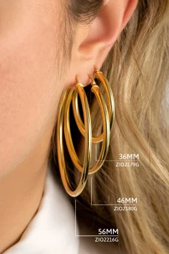 ZINZI zilveren oorringen 14K geel verguld 46x3mm rond ZIO2180G