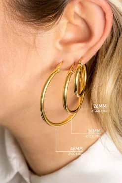 ZINZI zilveren oorringen 14K geel verguld 36x3mm rond ZIO2179G