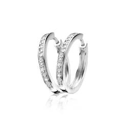 Zinzi zilveren oorringen 24 x 3mm witte zirconia's met luxe klapsluiting  ZIO192Z