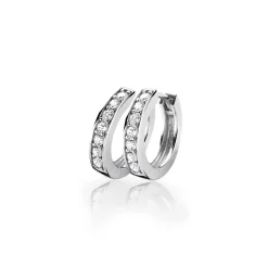 Zinzi zilveren oorringen 15 x 3mm witte zirconia's met luxe klapsluiting ZIO191Z
