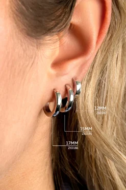 Zinzi zilveren oorringen 15 x 3mm glad met luxe klapsluiting ZIO191
