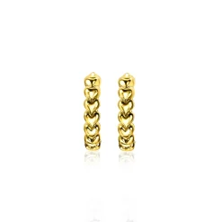 ZINZI zilveren oorringen 15x3mm 14K geel verguld met hartjes ZIO1798G