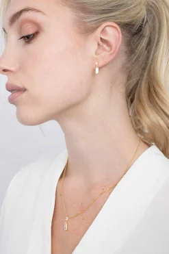 ZINZI zilveren oorsieraden geel verguld 15mm baguette rechthoek vierkant wit ZIO2056Y