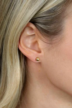 ZINZI zilveren oorstekers glad bol geel verguld 5mm ZIO807G