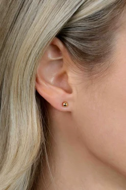 ZINZI zilveren oorstekers glad bol 6mm geel verguld ZIO808G