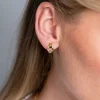 ZINZI zilveren oorstekers 14K geelverguld 13mm met elkaar verbonden ronde vormen glad en witte zirconia ZIO2266Y