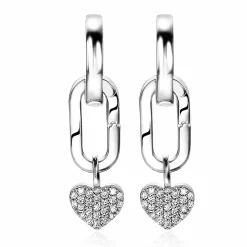 ZINZI zilveren ovale oorbedels  sluitring 16mm voor je losse hangertjes ZICH2060 (zonder oorringen)