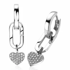 ZINZI zilveren ovale oorbedels  sluitring 16mm voor je losse hangertjes ZICH2060 (zonder oorringen)