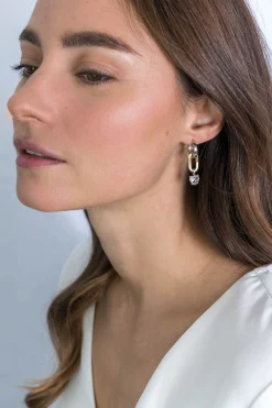 ZINZI zilveren ovale oorbedels  14K geel verguld sluitring 16mm voor je losse hangertjes ZICH2060G (zonder oorringen)