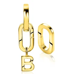 ZINZI zilveren ovale oorbedels  14K geel verguld sluitring 16mm voor je losse hangertjes ZICH2060G (zonder oorringen)